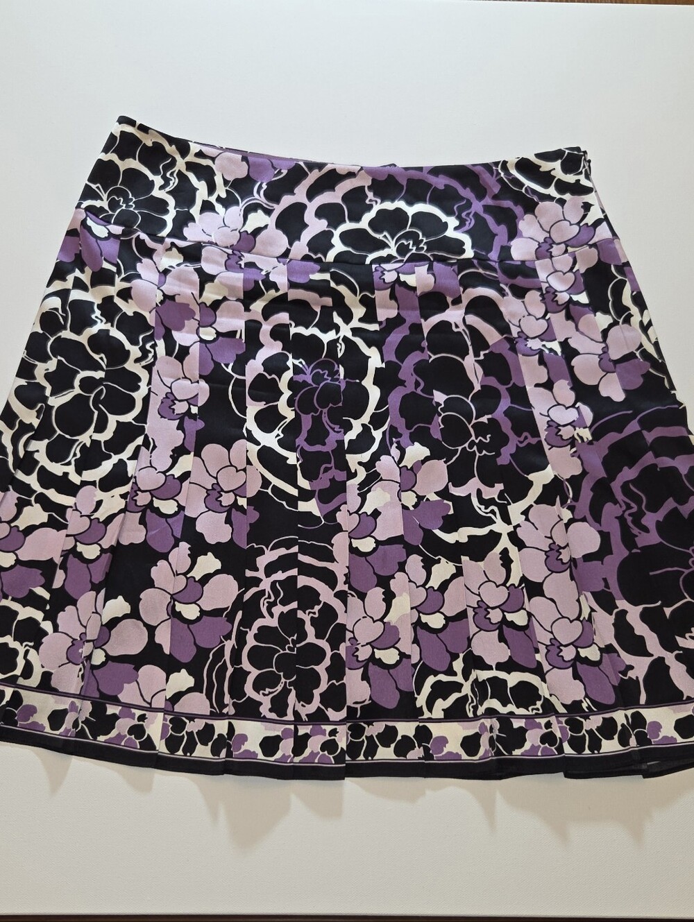 Isabella DeMarco 8P Petite Silk Floral Pleated A-Line Skirt Fully Lined